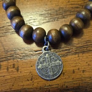 St Benedict's Holy Medal Israel Imported Olive Rosary Bracelet